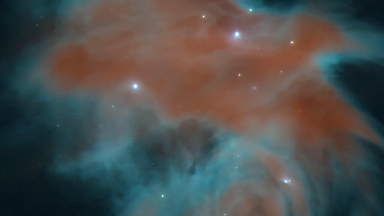 Orange and Blue Dust Clouds of a Space Nebula