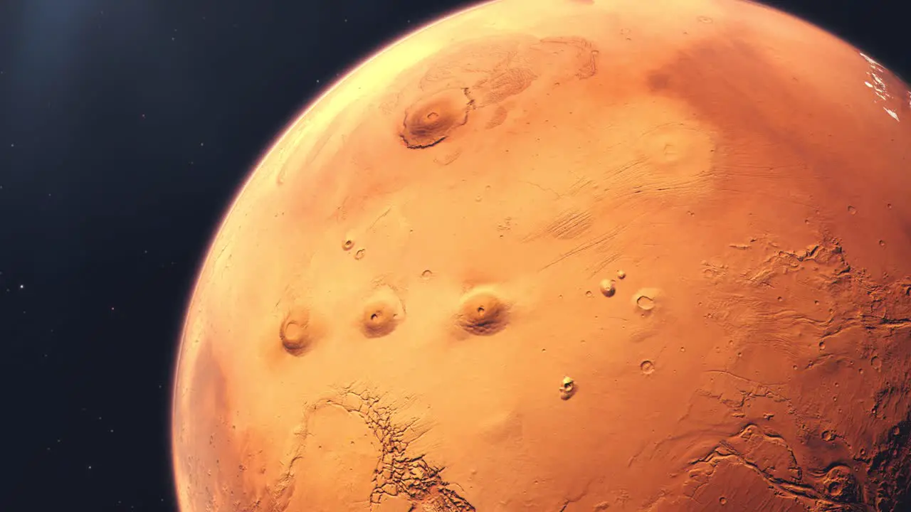 Spinning in to Mars to Reveal Olympus Mons the Largest Volcano and Mountain in the Solar System