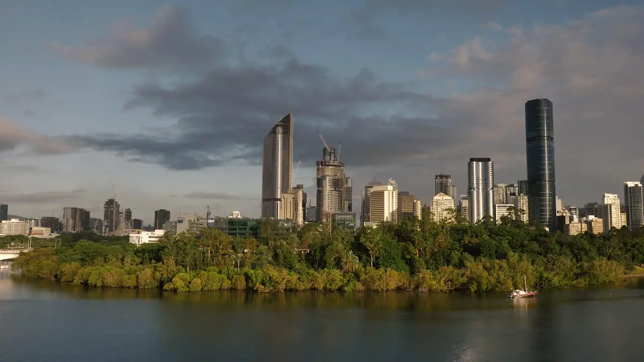 View of Brisbane City and botanic gardens from Kangaroo Point Queensland Australia