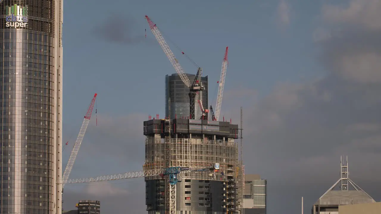 View of construction work in Brisbane City from Kangaroo Point Queensland Australia