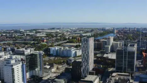 Drone Shot Flying Over Buildings In Central Cardiff 01