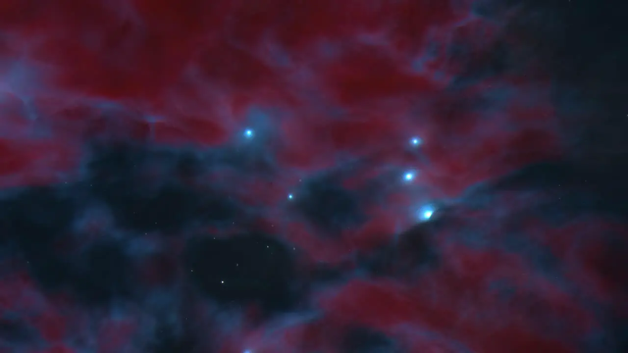 Red and Blue Dust Clouds of a Space Nebula