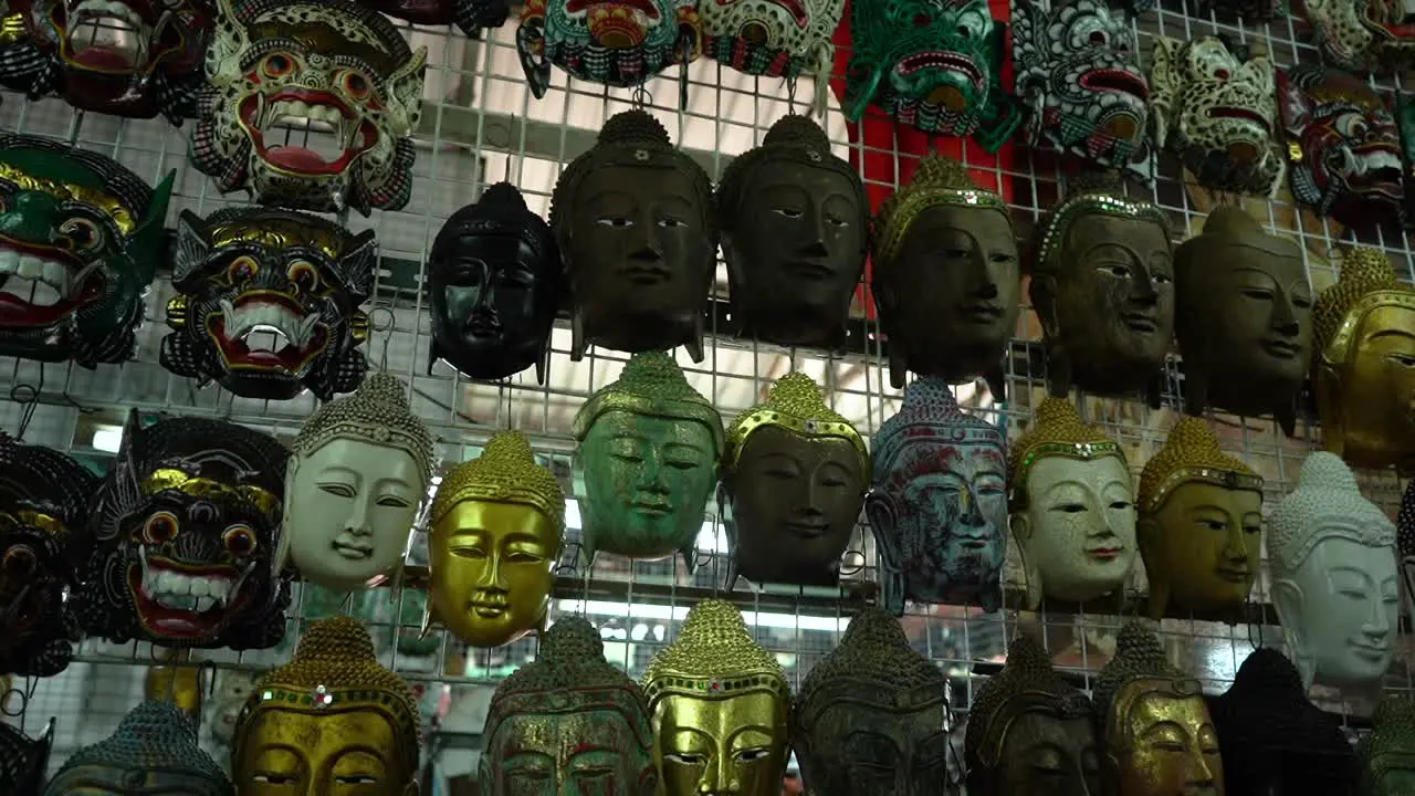 Buddhist religion souvenirs in a Temple near Chiang Mai Thailand