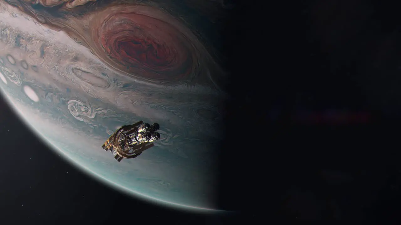 A Large Spaceship Passing by the Gas Giant of Jupiter