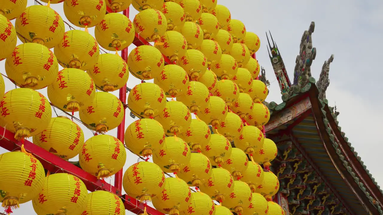 Yellow lanterns outside Longshan Temple in Taipei City Taiwan