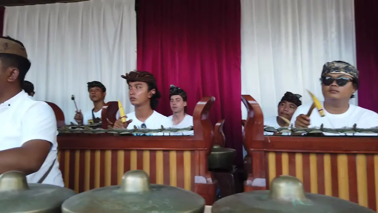 Musicians Play Gamelan Percussion Traditional Music Bali Wedding Ceremony Art Balinese Culture Indonesia