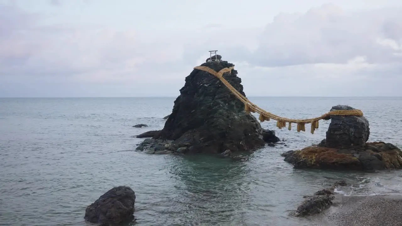 Meoto Iwa Wedded Rocks on the coastline of Mie at Low tide