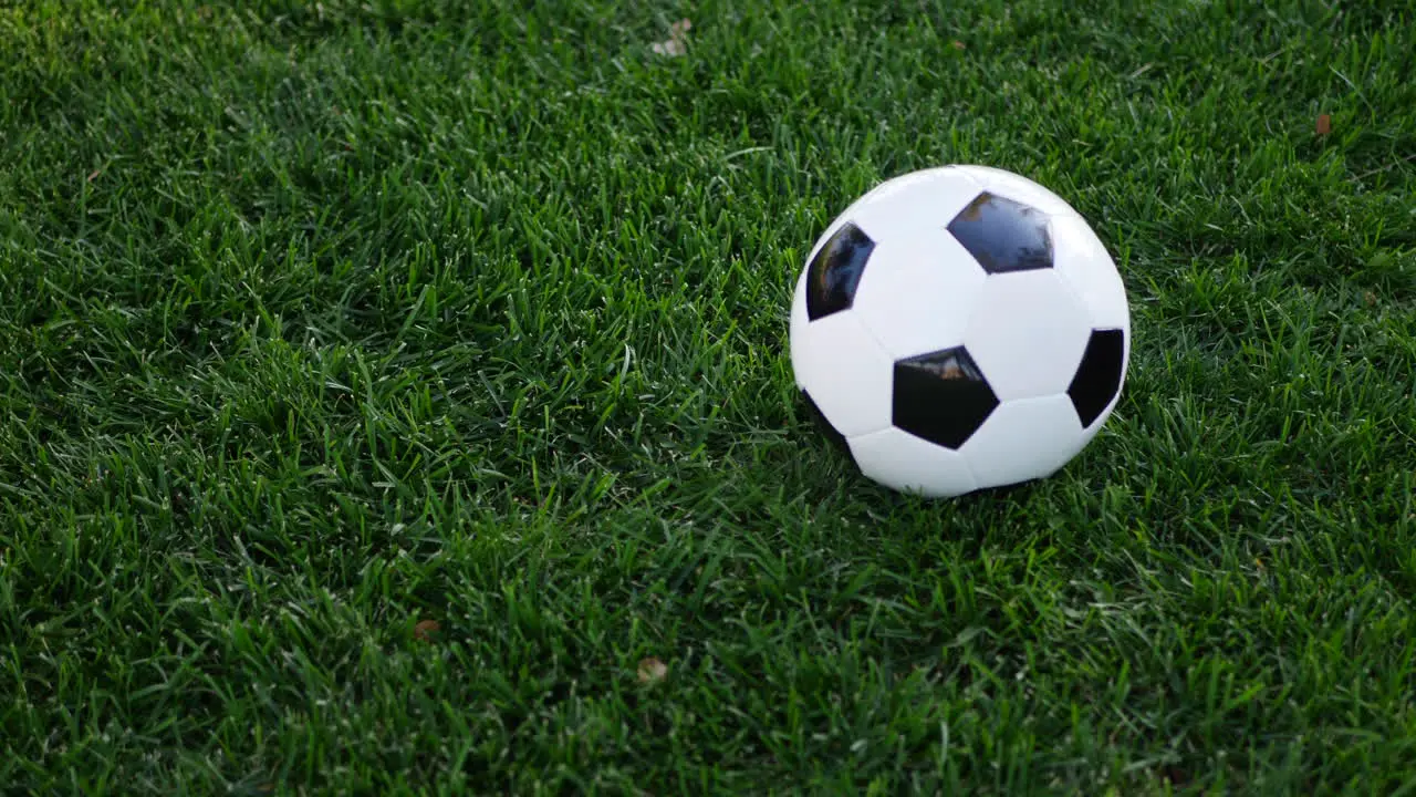 A female soccer player kicking a football to her teammate on a grass sport field