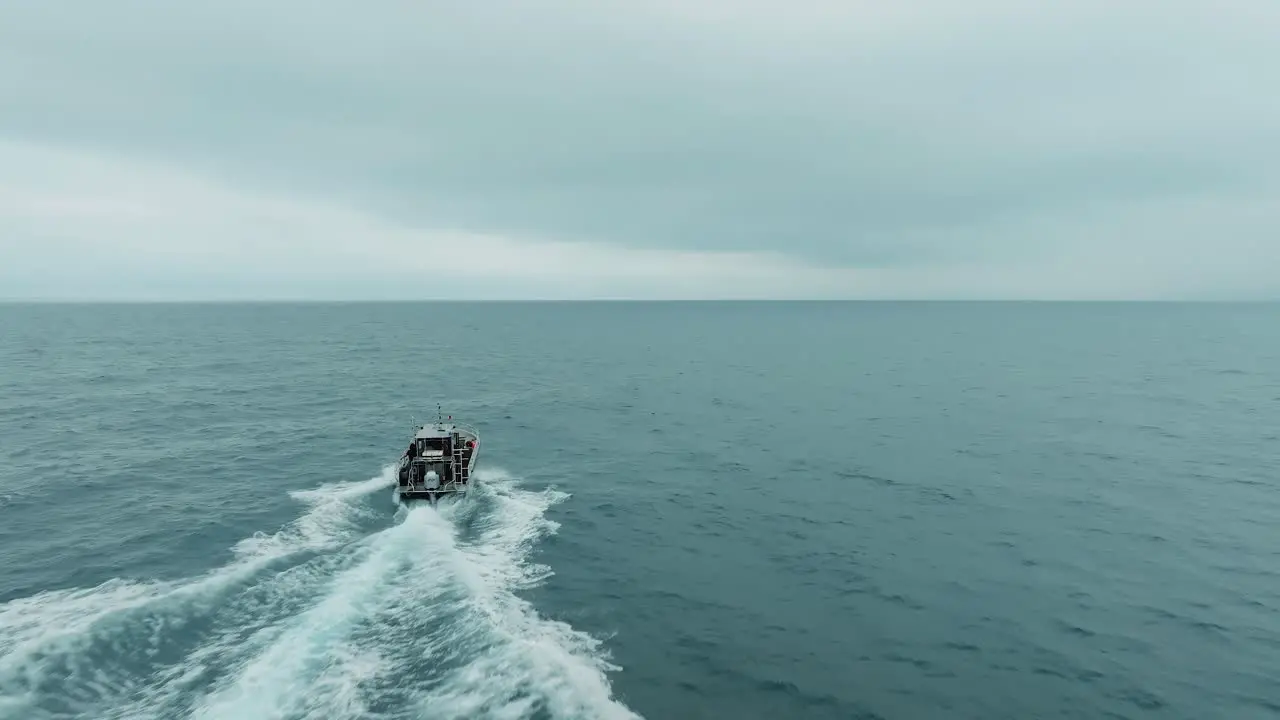 Aerial shots of a ship in Sete it is a scientific ship that takes samples to control bacteria and global warming