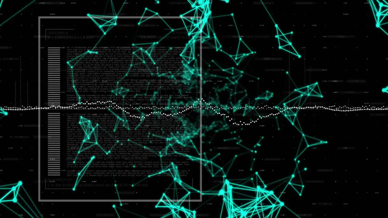 Animation of data processing and diagram over shapes