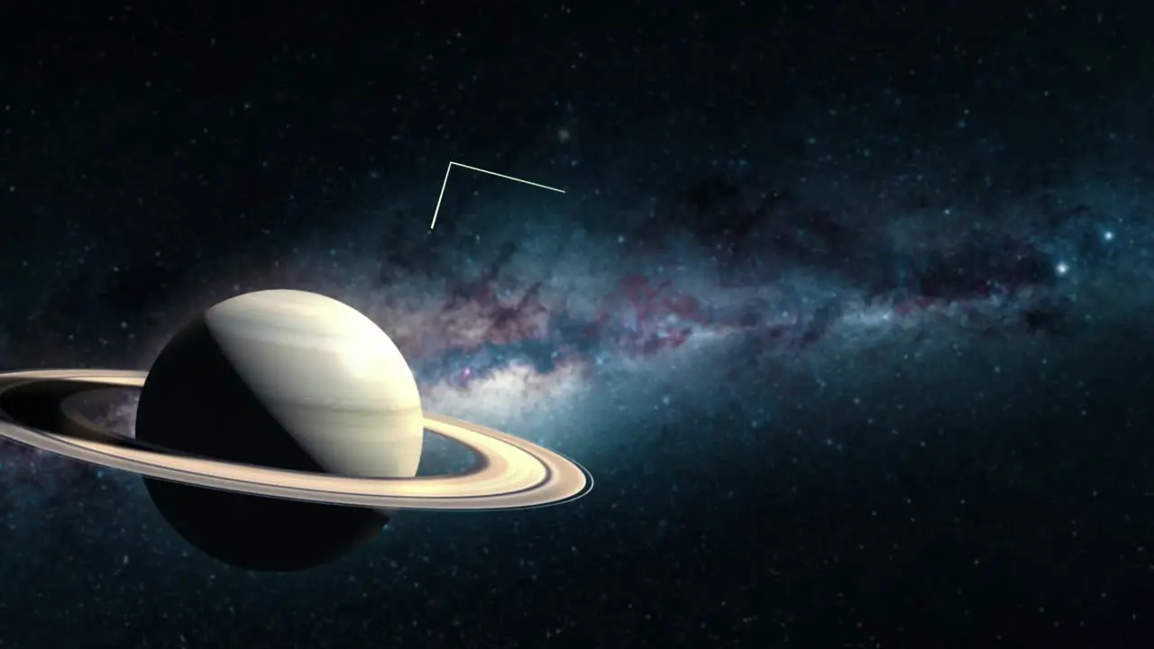 Educational Visual of The Gas Giant Planet Saturn Showing Planetary Information in Writing