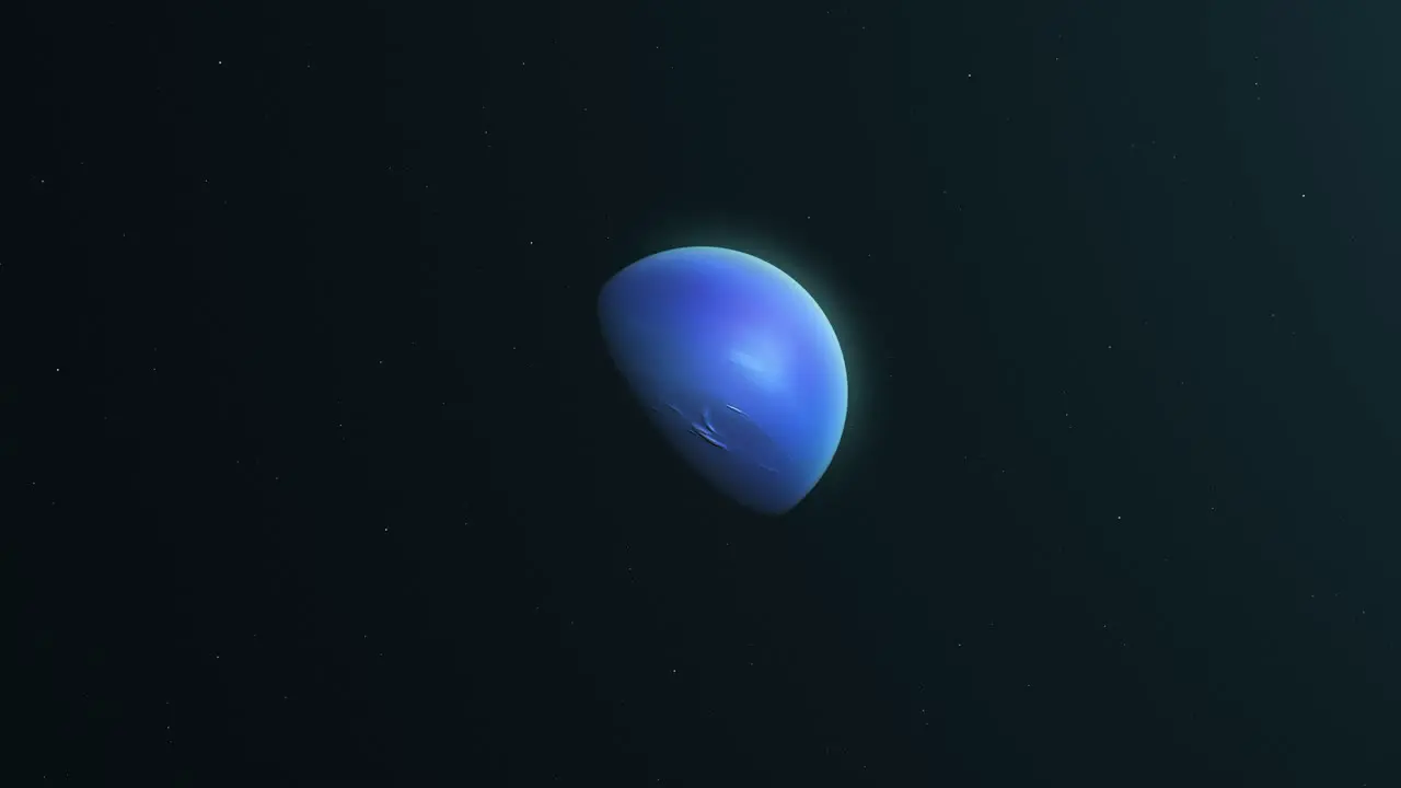 Blue Planet Neptune Rotating On Its Axis In The Solar System