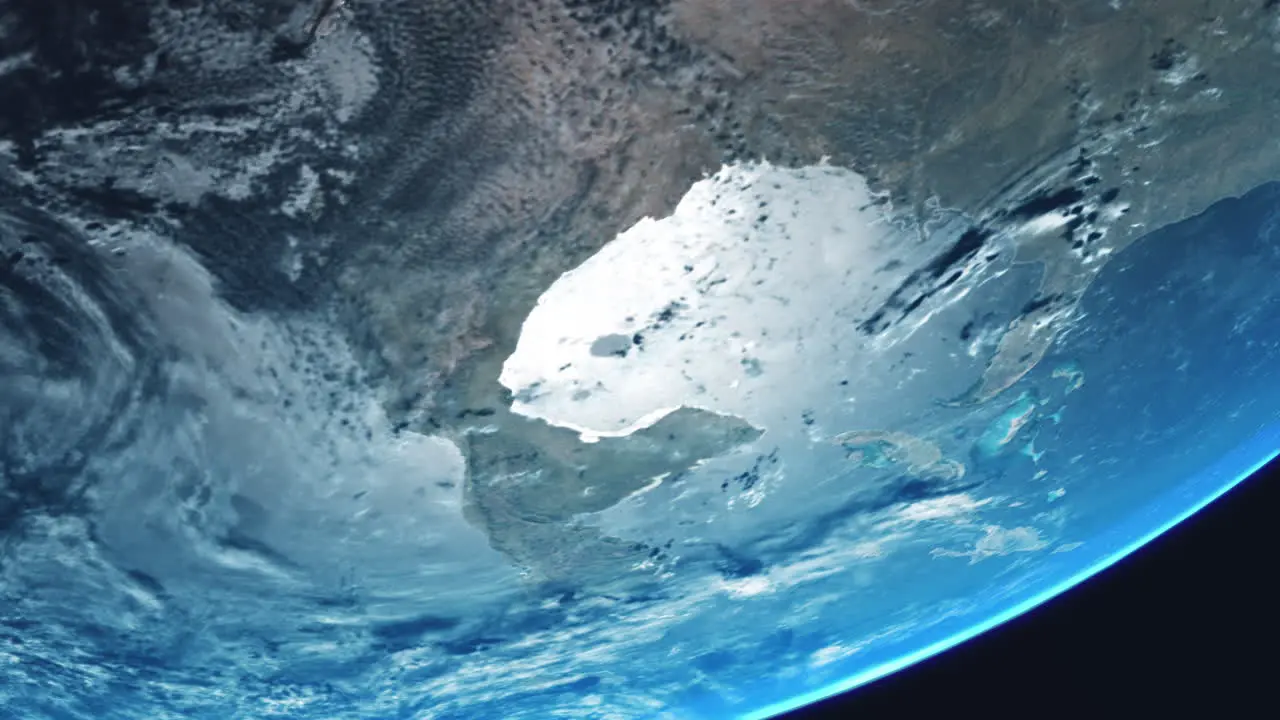 Gulf of Mexico from Space with Florida USA Visible and Earth Slowly Rotating with View from Orbit Dynamic Clouds Atlantic Sea and Atmosphere