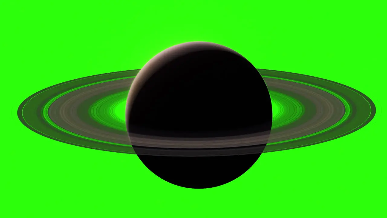 Green Screen Planet Saturn with Rings going from Night to Day with Custom Background 3D CGI Animation 4K