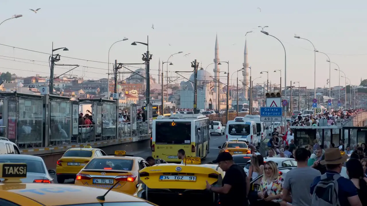 ISTANBUL TURKEY July 09 2022 Cars blocked waiting in a street in chaos during a traffic jam in istanbul at rush hour in the city center of istanbul the main transportation hub of turkey