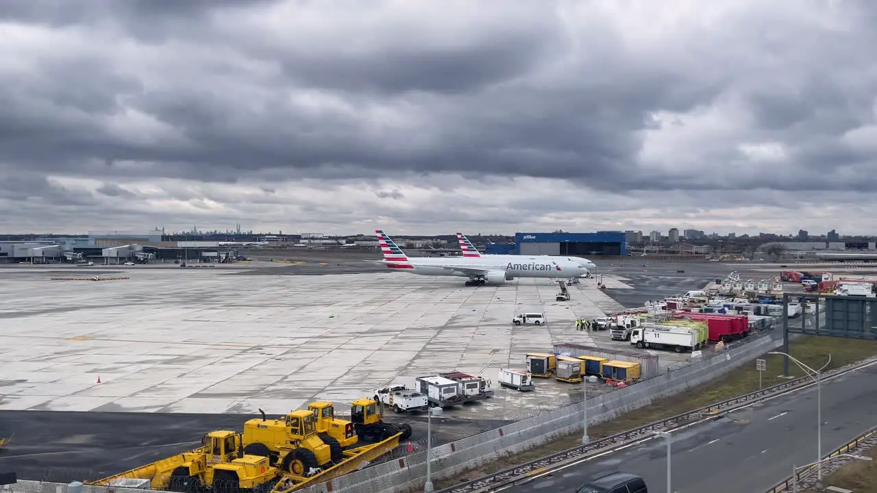 SLOW MOTION SHOT OF jfk airport in manhattan in distant view