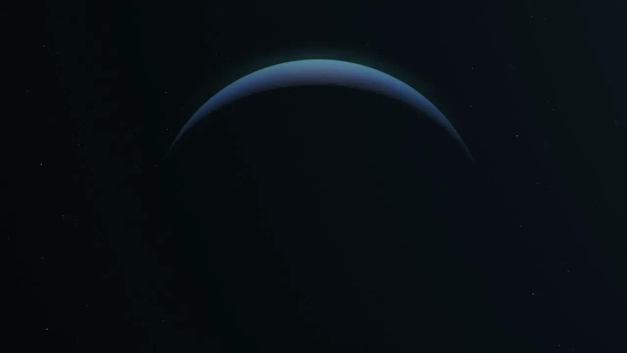 Planet Neptune Slowly Revealing In The Dark Space