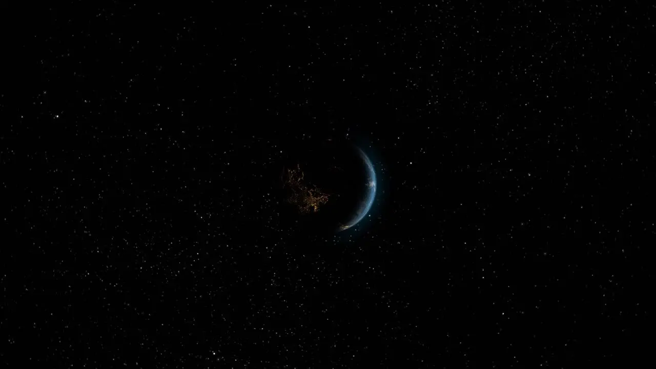 Rotating Night Earth from Space with Stars Background 3D CGI Animation 4K