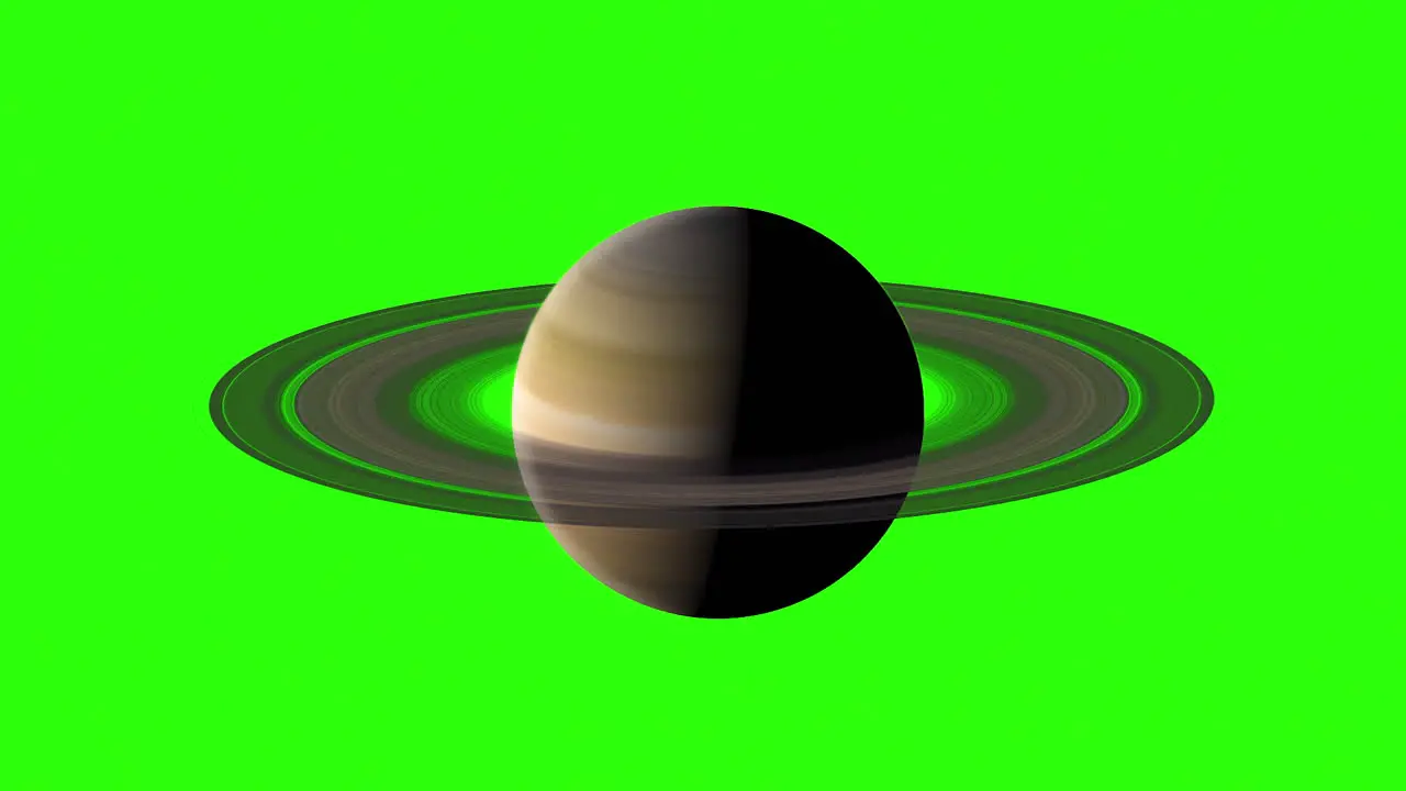 Green Screen Planet Saturn with Celestial Rings Custom Background Space Animation 4K