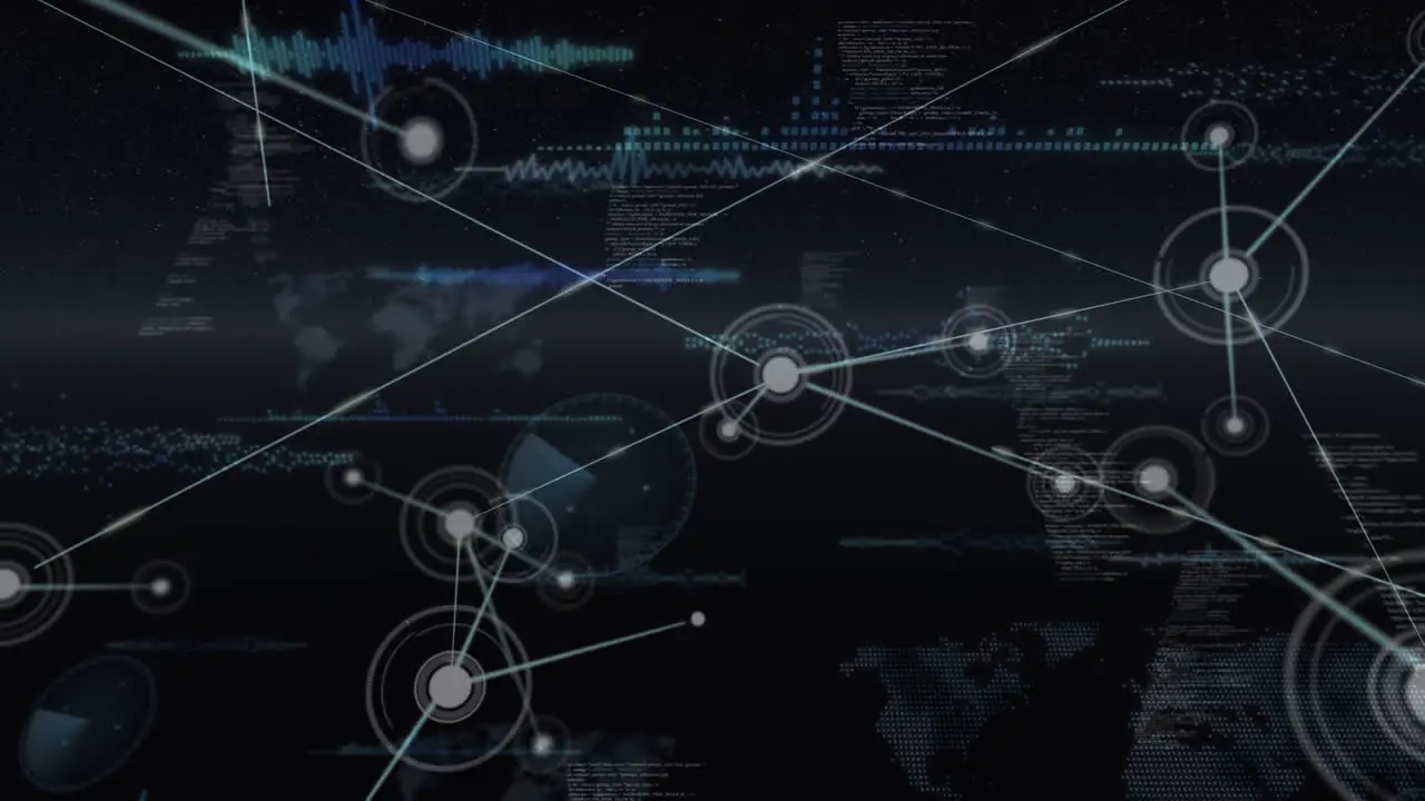 Animation of network of connections over navy background