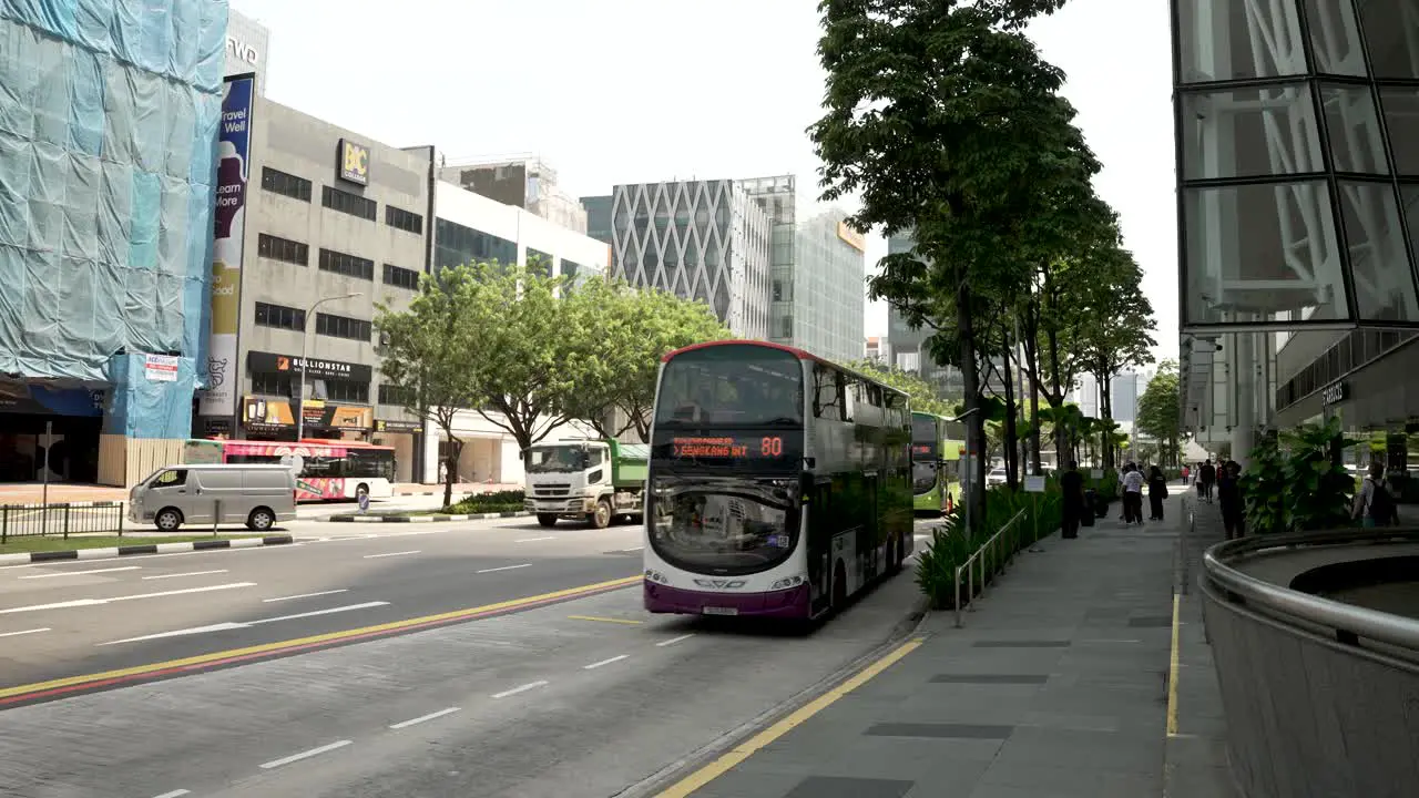 Local Double Decker Buses Arriving At Clarke Quay Station Bus Stop In Singapore