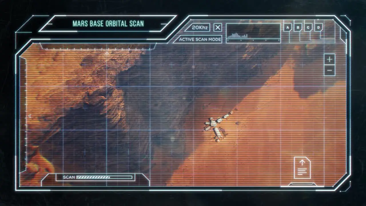 Mars Base Seen From Orbit Futuristic Computer HUD