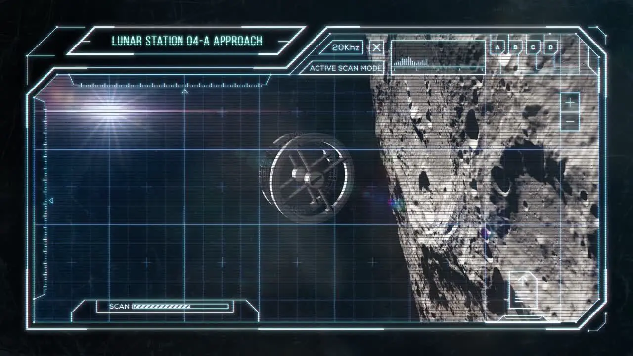 Lunar Space Station in Orbit of the Moon Futuristic Computer HUD