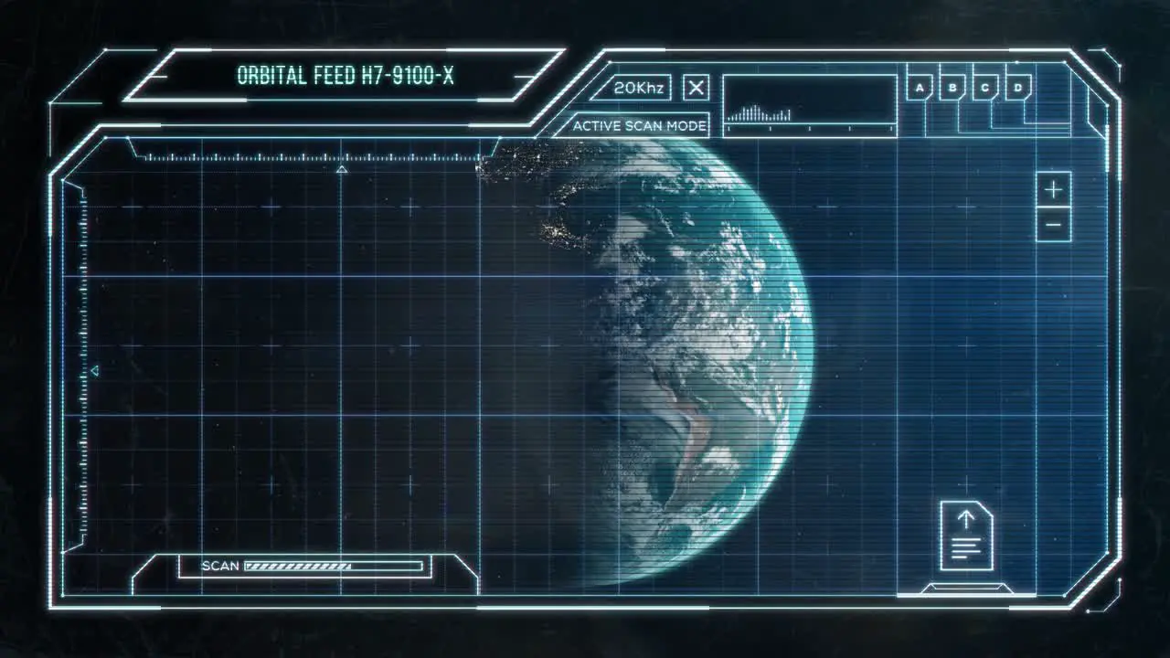 Planet Earth From High Earth Orbit Futuristic Computer HUD