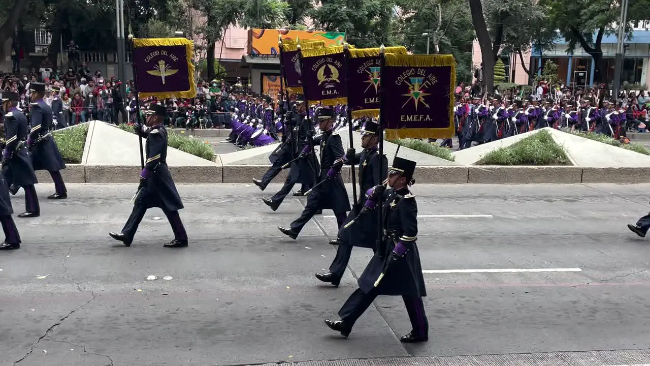 shot of the advance of the platoon of eagle soldiers during the parade of the mexican army in mexico city