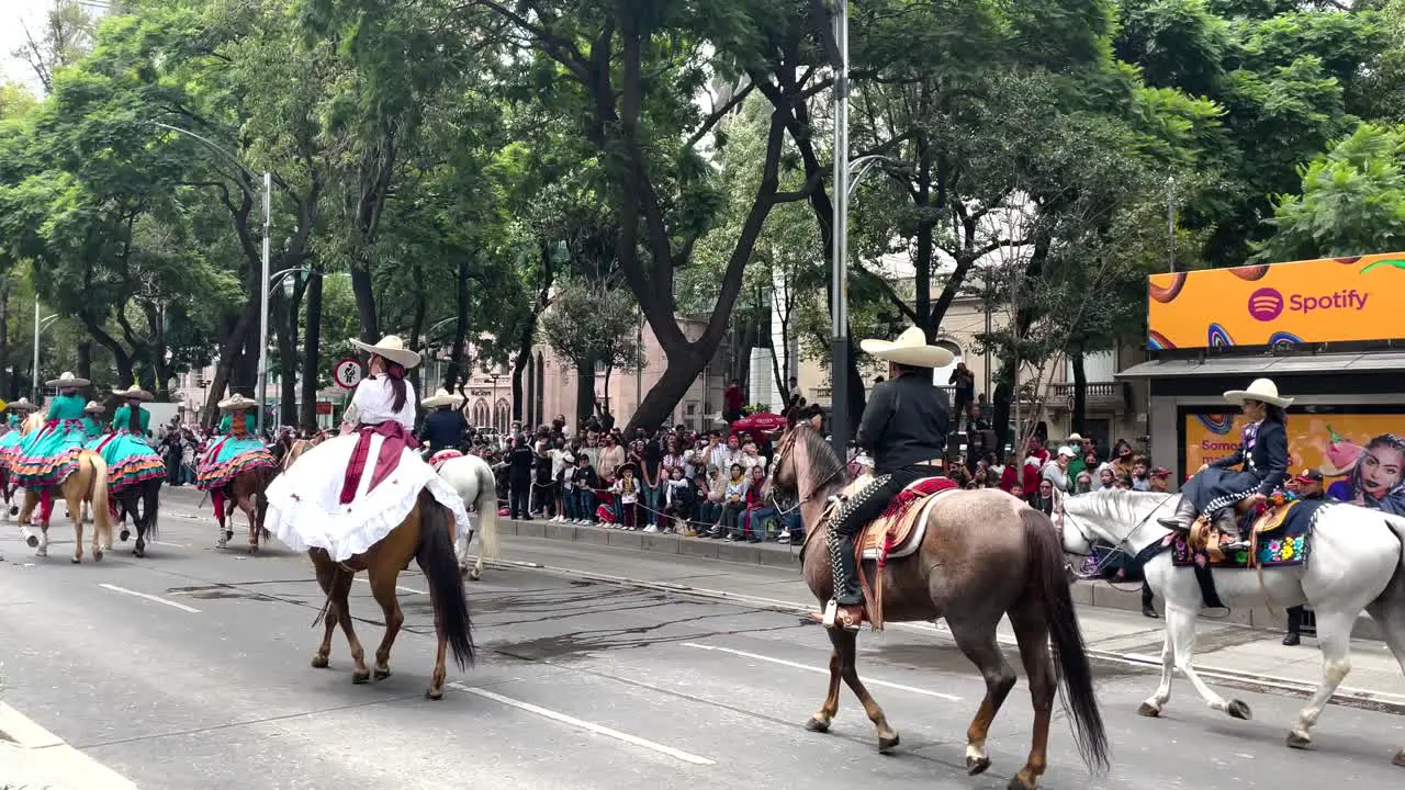 shot of the charro women traditions of mexico city during the military parade of mexico city