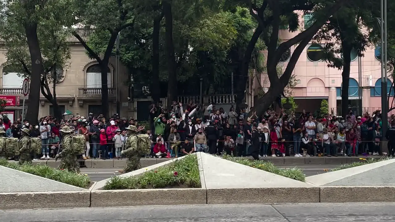 shot of the advance of the armed navy expeditionary corps during the parade of the mexican army in mexico city