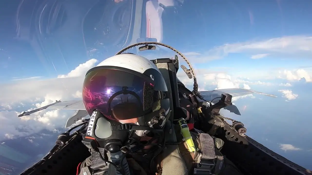 Cockpit Footage Of A Smart Bomb Being Dropped From A Us Marine Corp Fighter Jet Over An Island In The Pacific Ocean