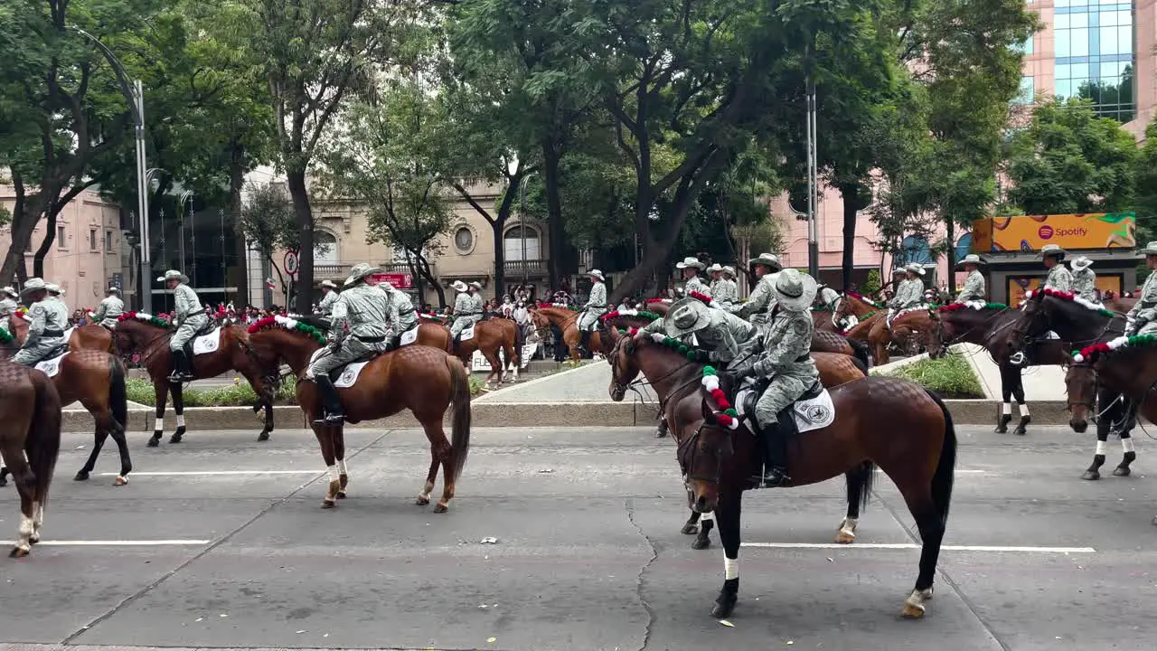 shot of the mounted soldiers waiting to advance during the military parade in mexico city