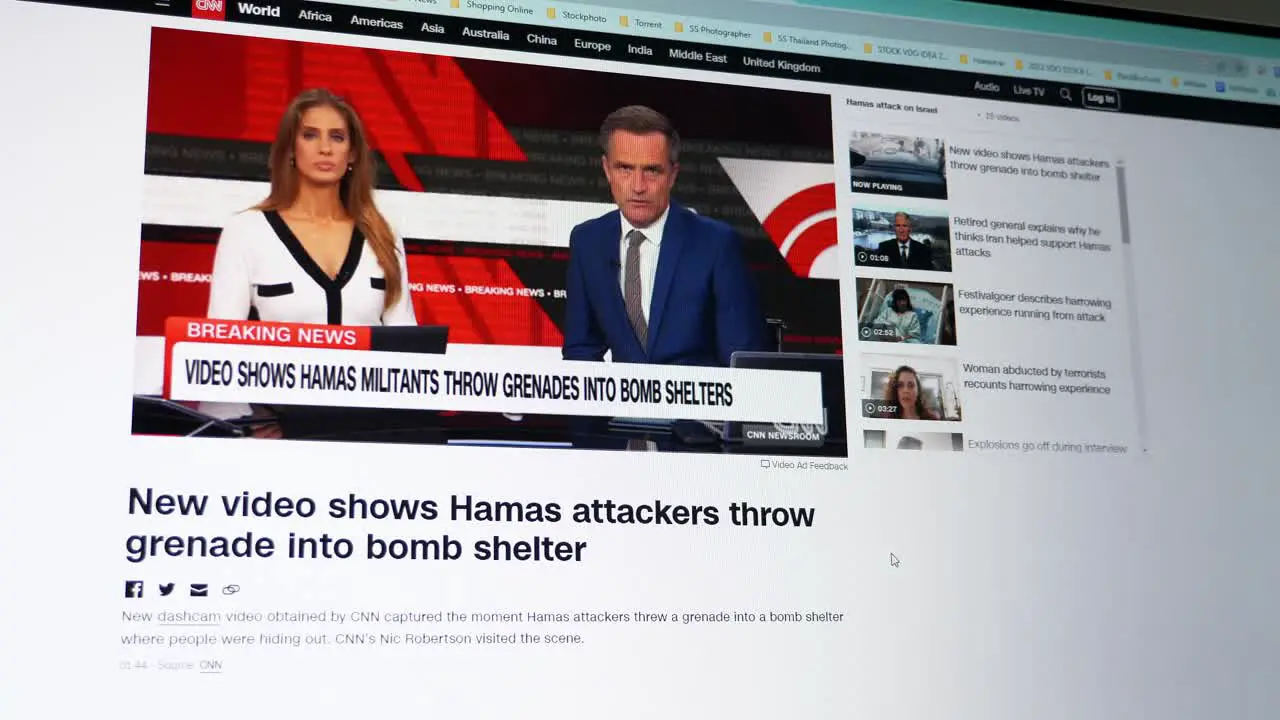 Listening and watching the CNN breaking news of Hamas attackers throwing a grenade in one of the Israelis bomb shelters