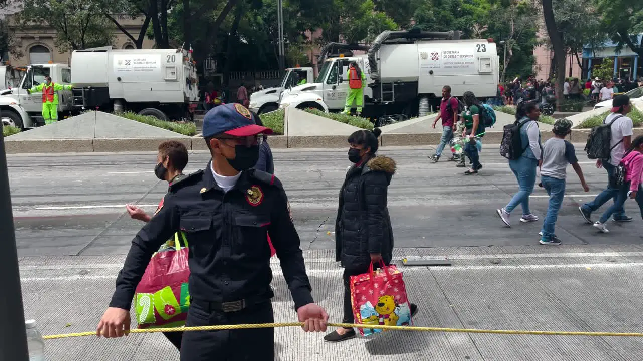 shot of police from the city of mexico supporting the work of the parade