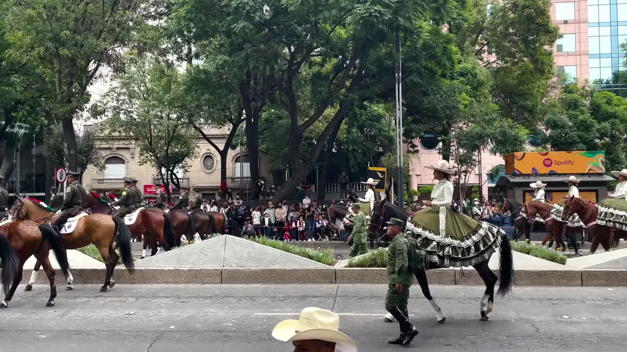 shot of the parade of the armed bodies of charreria of the city of mexico