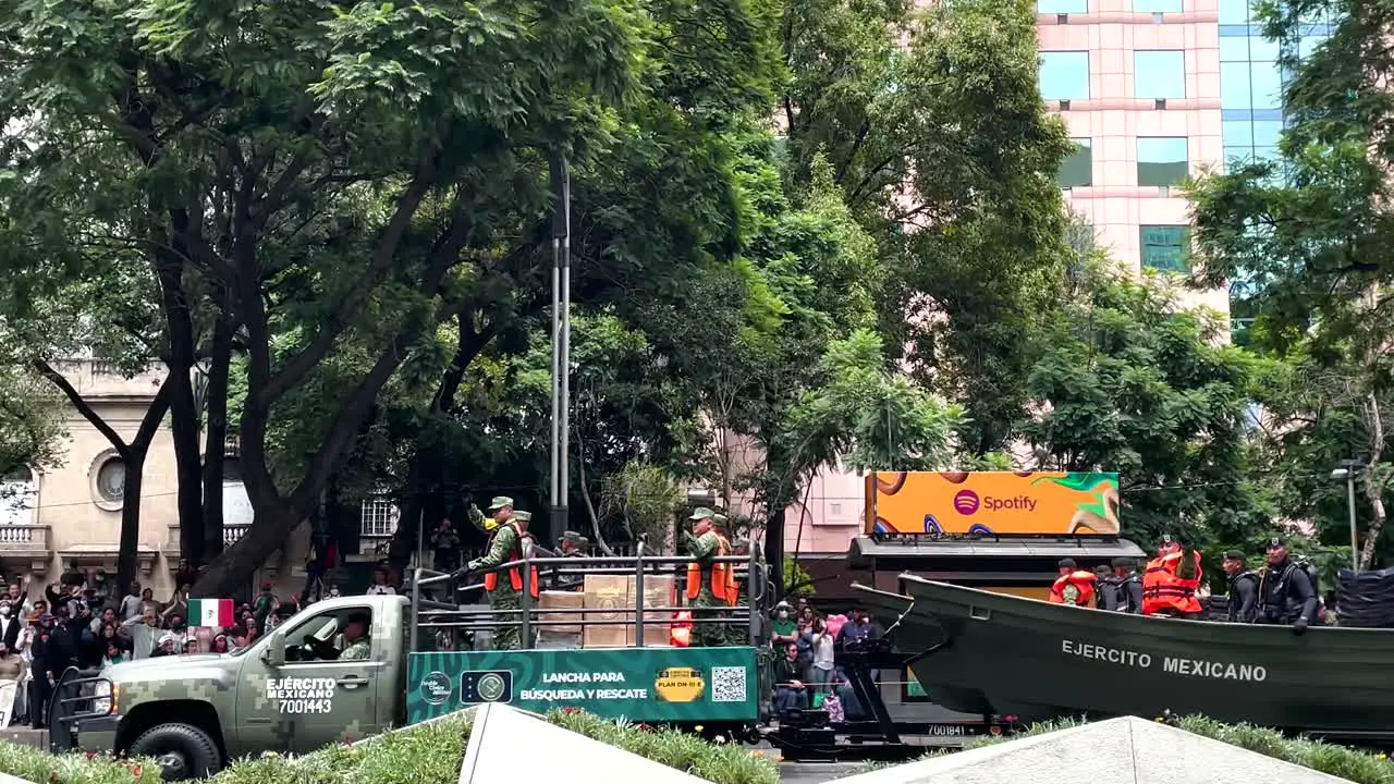 shot of the advance of the platoon of boatmen during the parade of the mexican army in mexico city