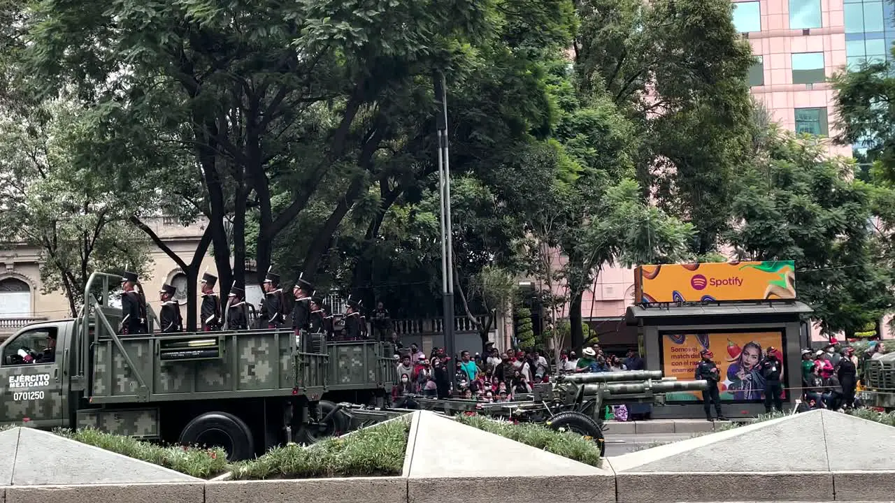 shot of the advance of new missiles during the parade of the mexican army in mexico city