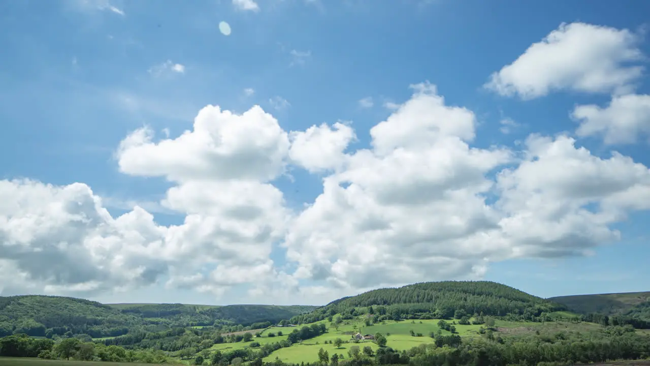 Bilsdale North York Moors Fluffy Summer Clouds over Landscape