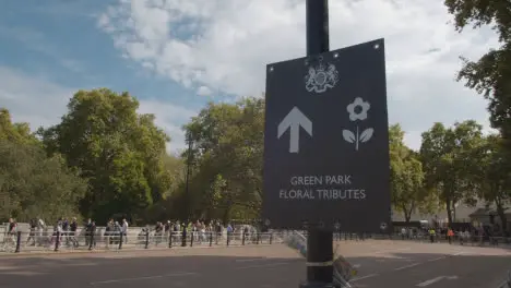 Close Up Shot of Green Park Floral Tributes Sign