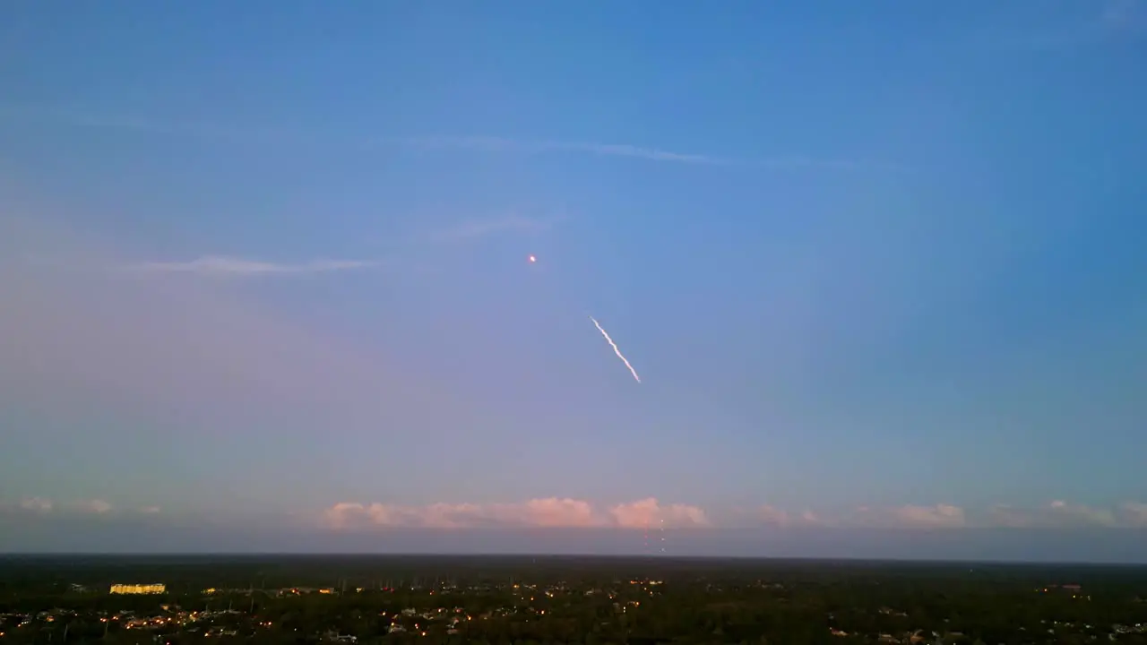 Aerial shot from UCF campus looking at a Rocket launch from Kennedy Space Center from Cape Canaveral FL