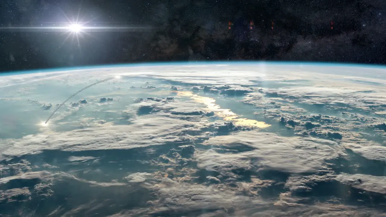 Weapon of Mass Destruction Launching into the Air Before Exploding on Impact as Seen From Earth Orbit