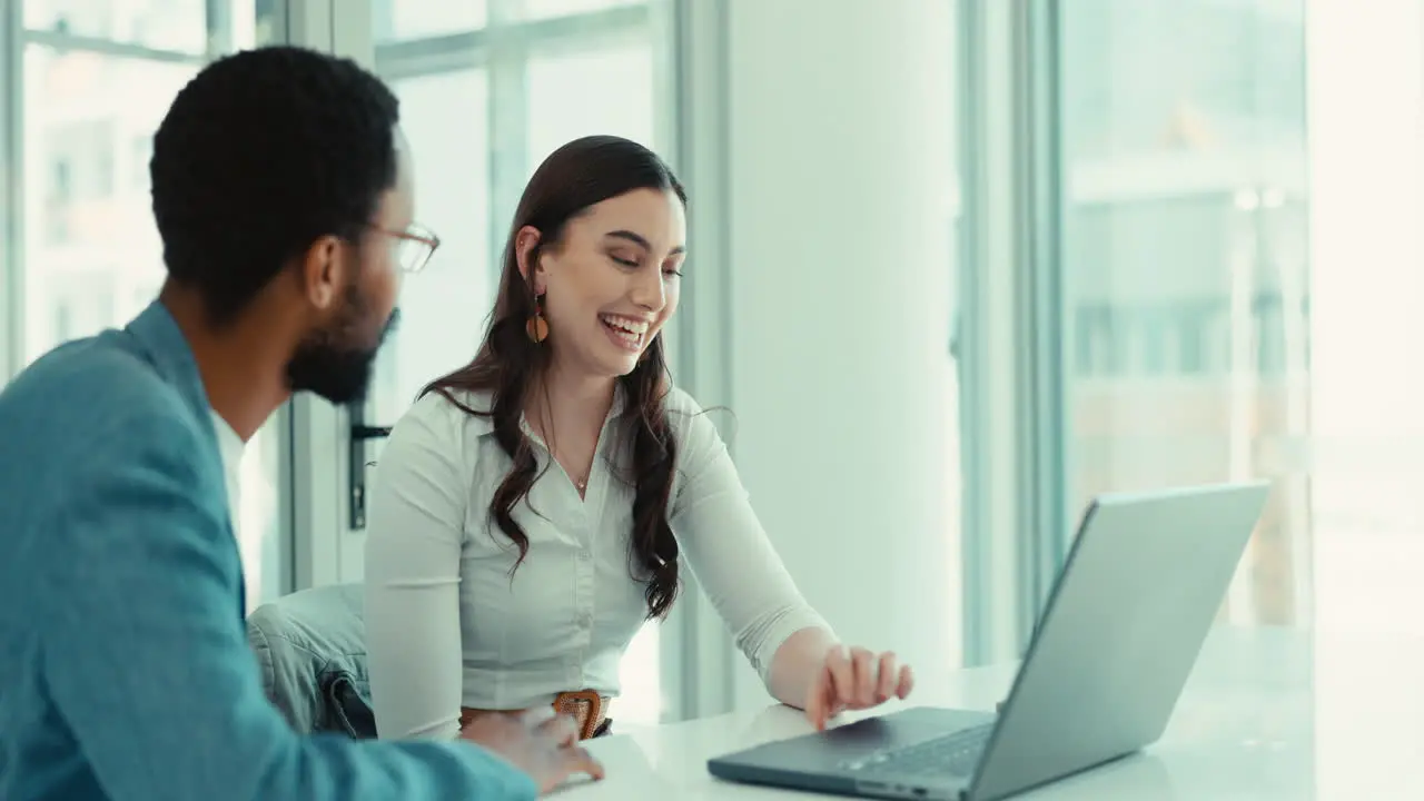 Laptop online and business people in office