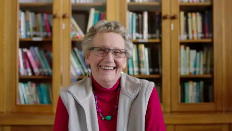 Happy elderly and bookstore