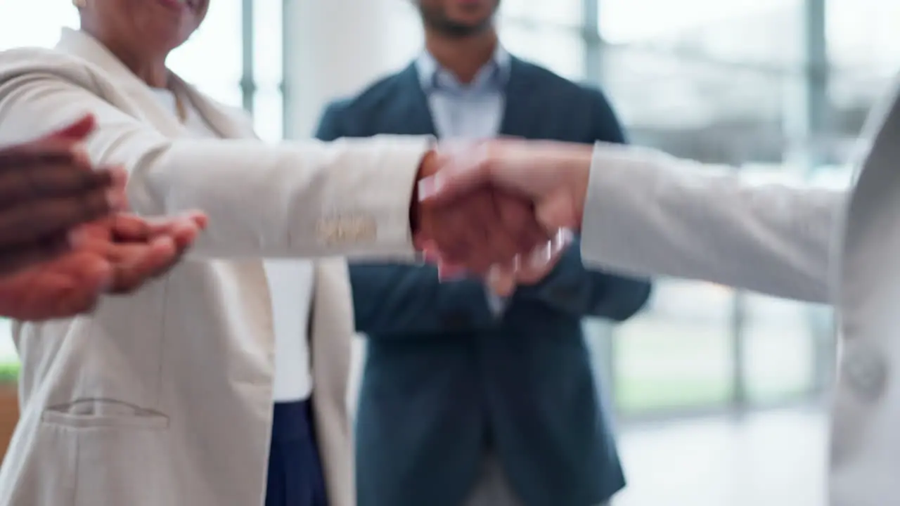 Handshake applause and group of business people