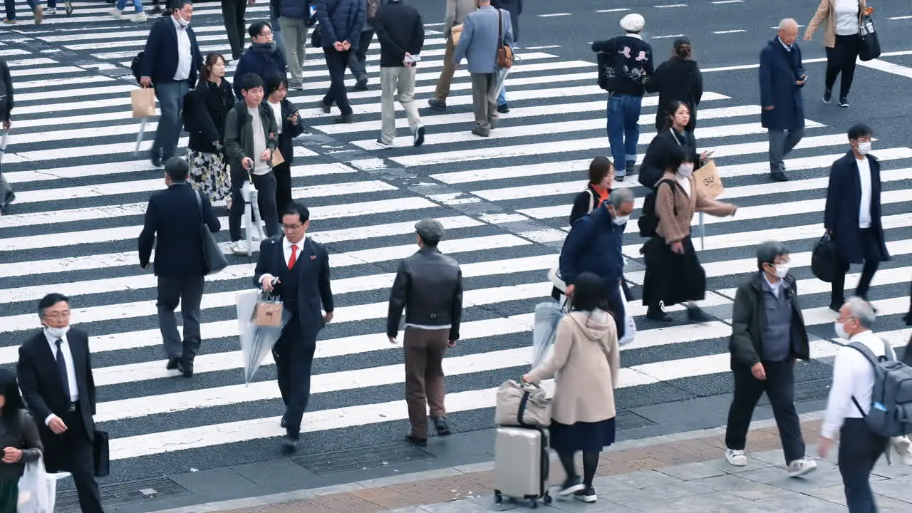 Aerial view crowd of people at the street of Shibuya scramble crossing