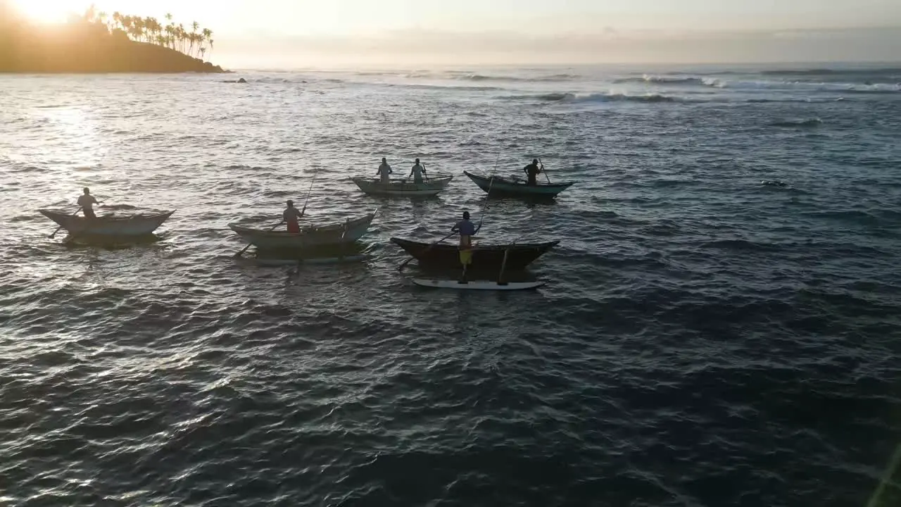 Sri Lankan Fishermen near Mirissa fishing at sea