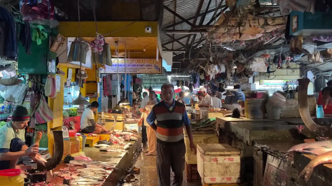 Night view of Jadu Babu Fish Market in Bhowanipore in Kolkata