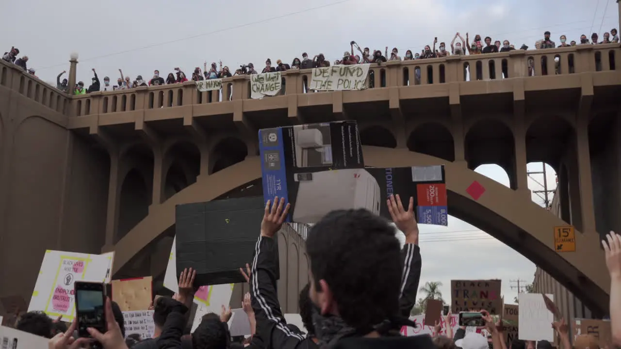 Protesters take over bridge in North Park San Diego during protest against police brutality