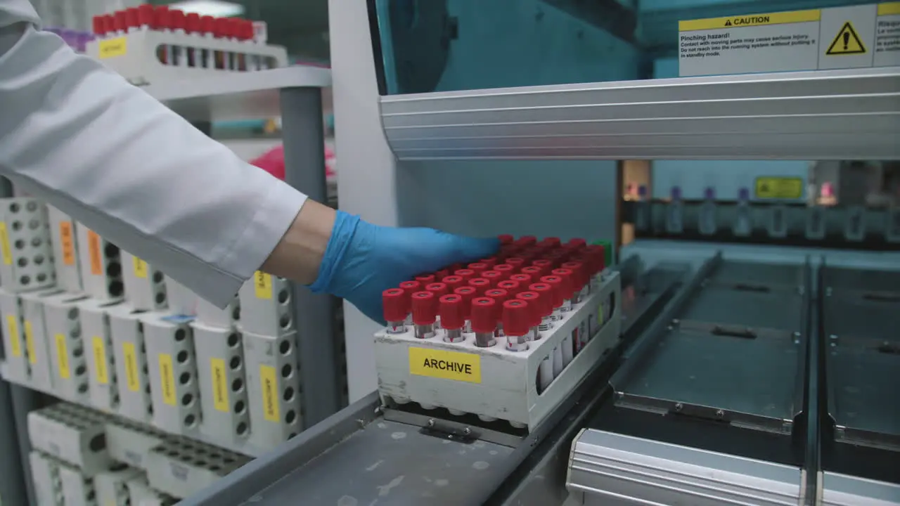 Specimen Samples Being Tested Using A Medical Equipment